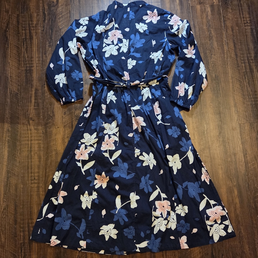 Elegant Floral Maxi Dress - Navy and Pink